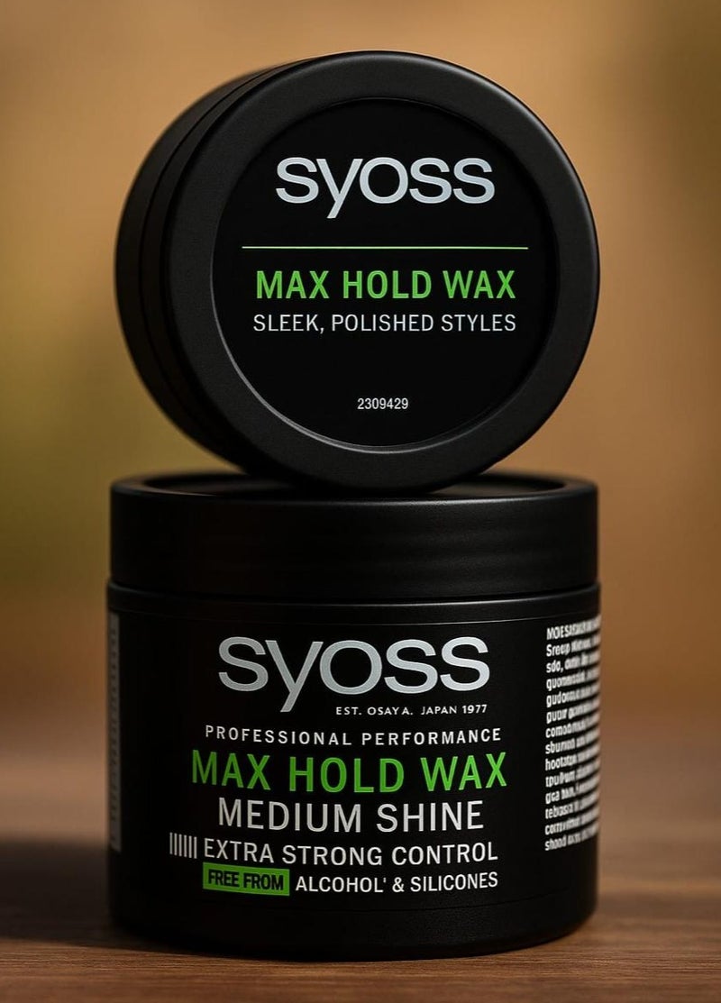 SYOSS MAX HOLD WAX, MEDIUM SHINE, III EXTRA STRONG CONTROL, FREE FROM ALCOHOL & SILICONES 150ml - Image 1